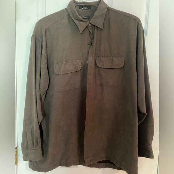 Brown soft suede button down shirt - Picture 1 of 5